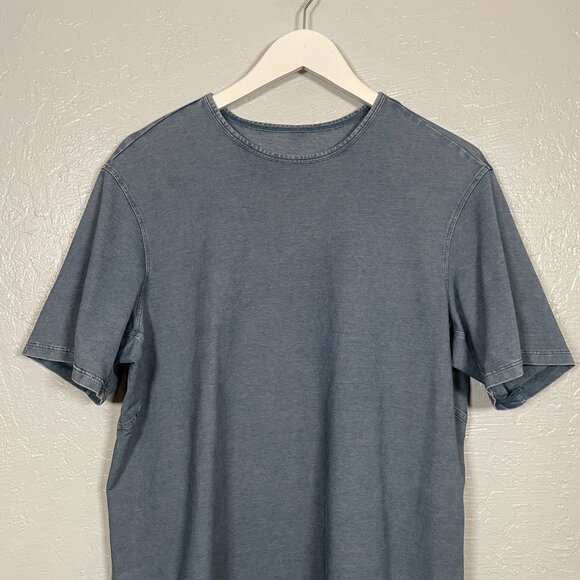 Lululemon Men M Blue Chambray Commission Short Sleeve T-Shirt Crew Neck Stretch - Picture 3 of 8